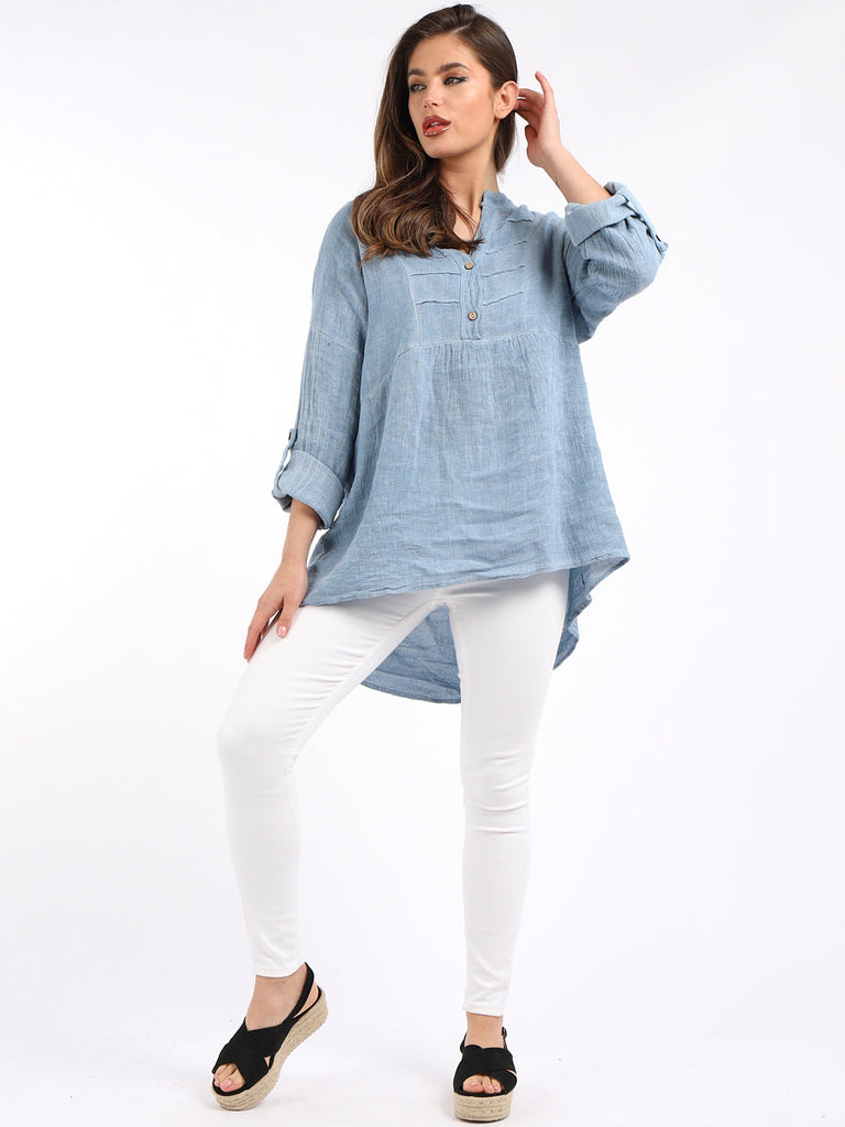Pleated Tunic Top Denim