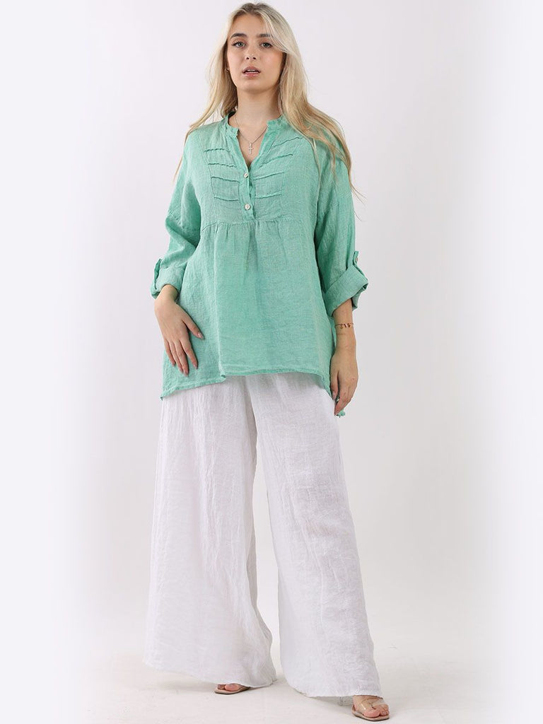 Pleated Tunic Top Green