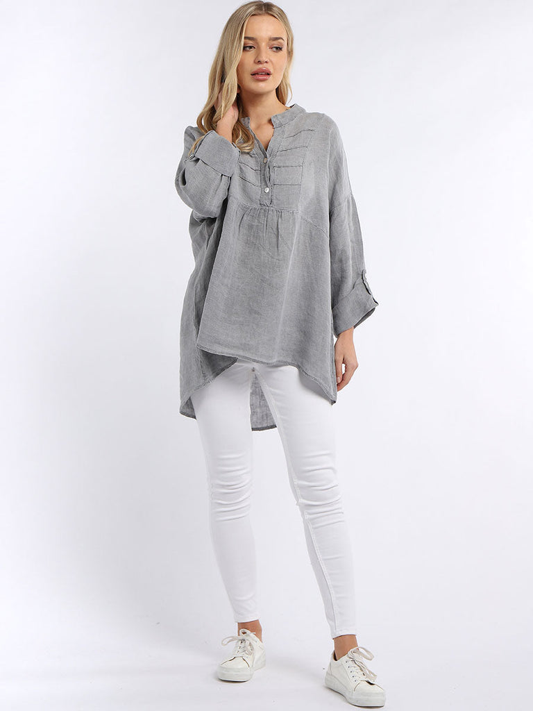 Pleated Tunic Top Grey