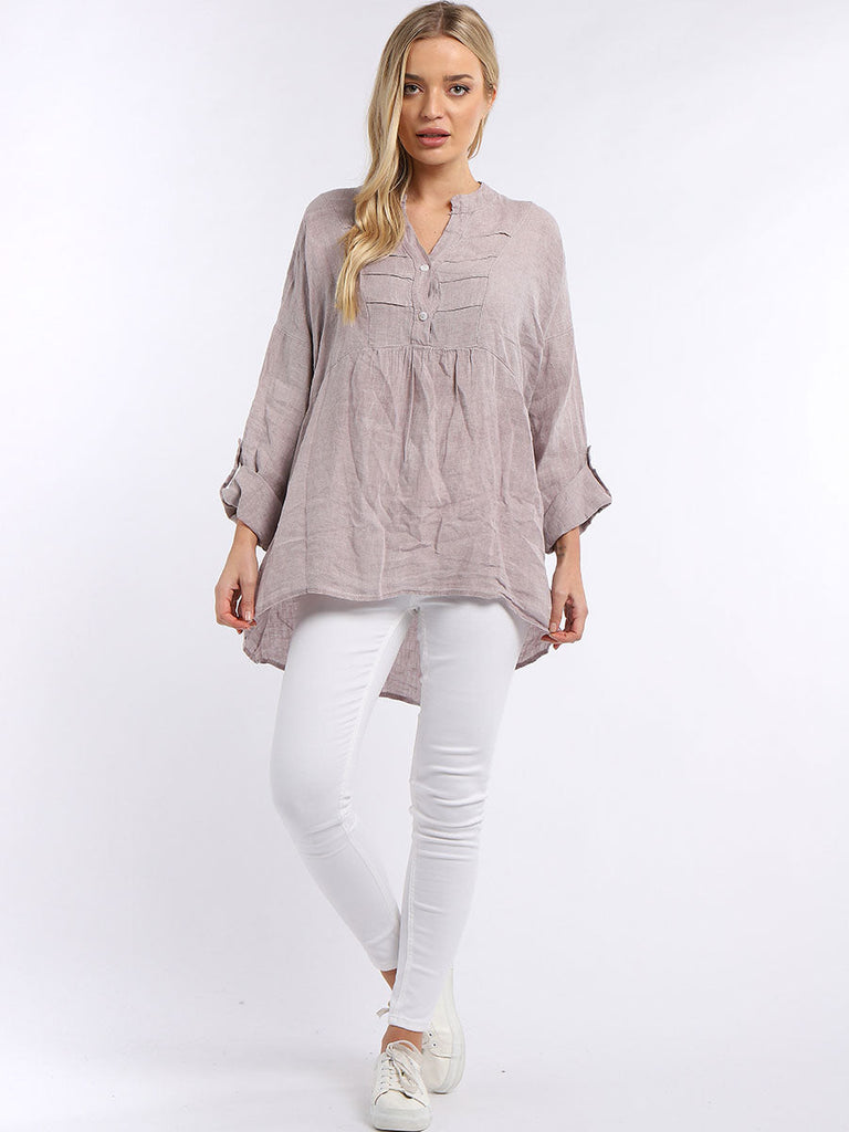 Pleated Tunic Top Pink