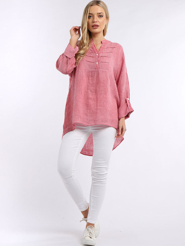 Pleated Tunic Top Raspberry