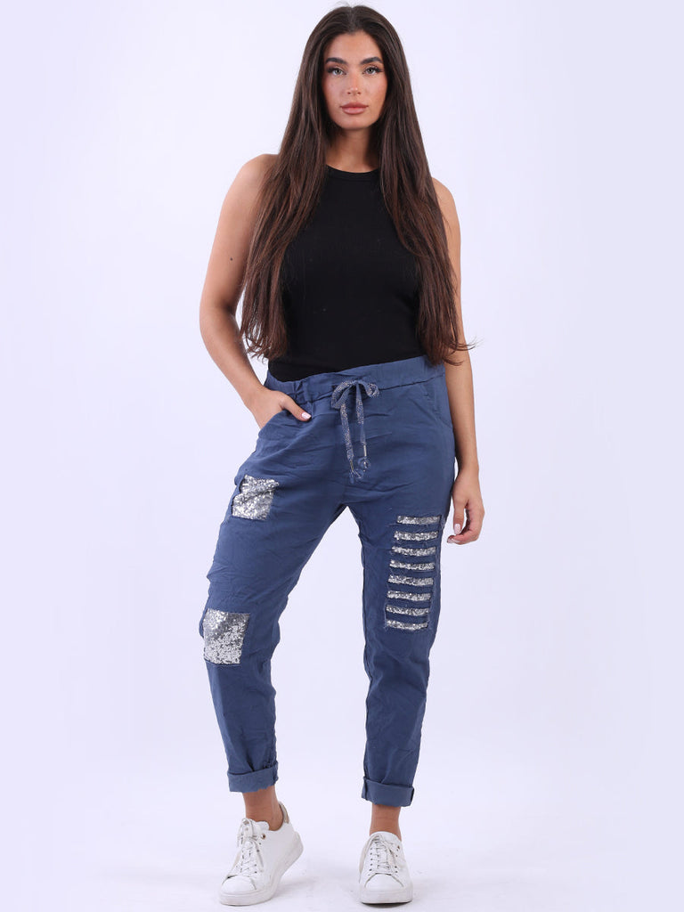 Sequin Ripped Magic Pant Denim