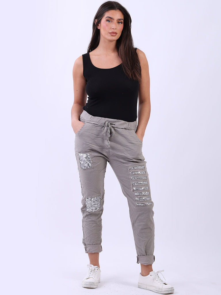 Sequin Ripped Magic Pant mocha