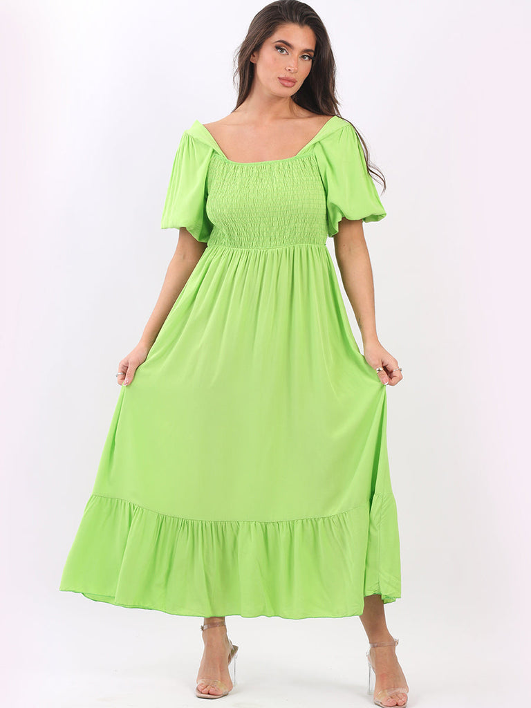 Plain Maxi Dress Lime Green