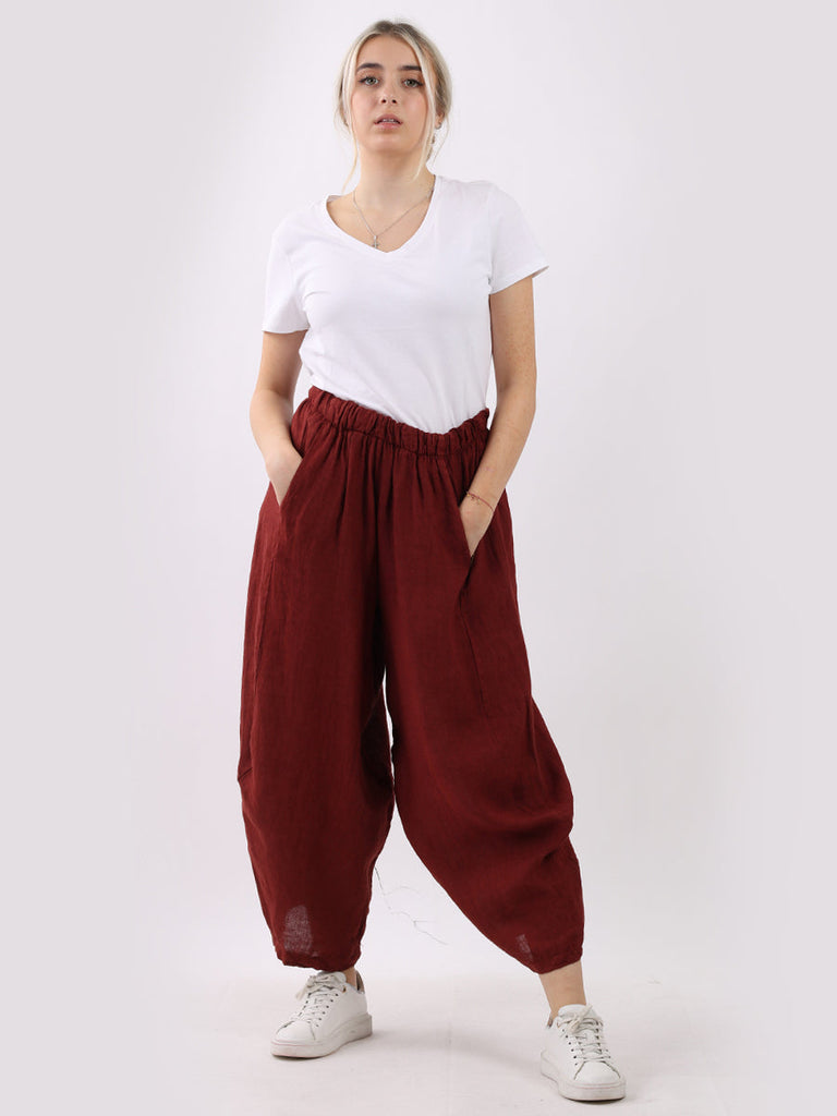Plain Linen Slouchy Trouser Rust
