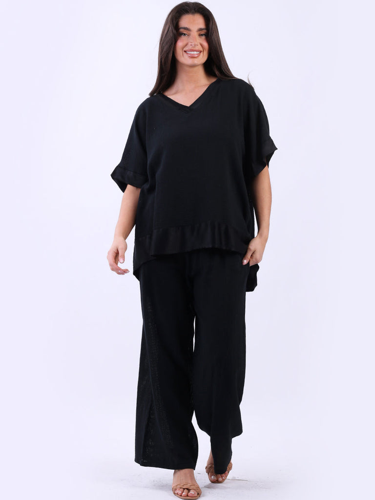 Plain Cotton Baggy Top Black