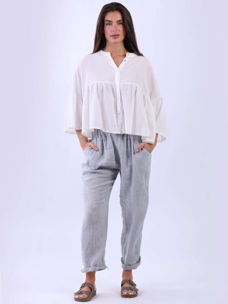 Cotton Peplum Top White