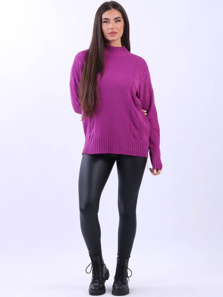 Women Knitted Jumper Magenta