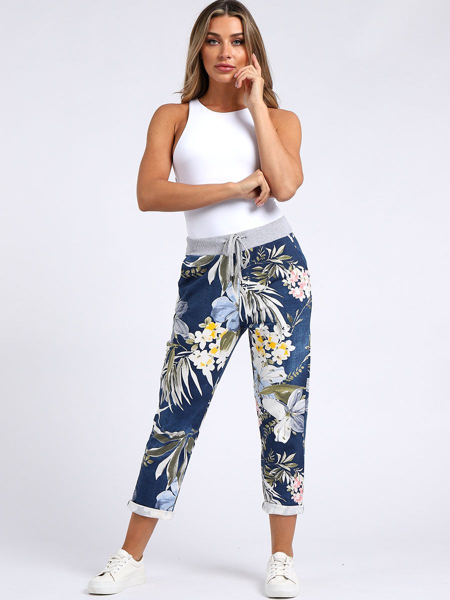 Floral Print Women Cotton Joggers – Yayavoo Pakistan